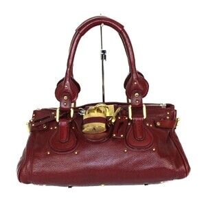 Chloe Paddington Bordeaux Purple Leather Handbag Padlock Cadena closure